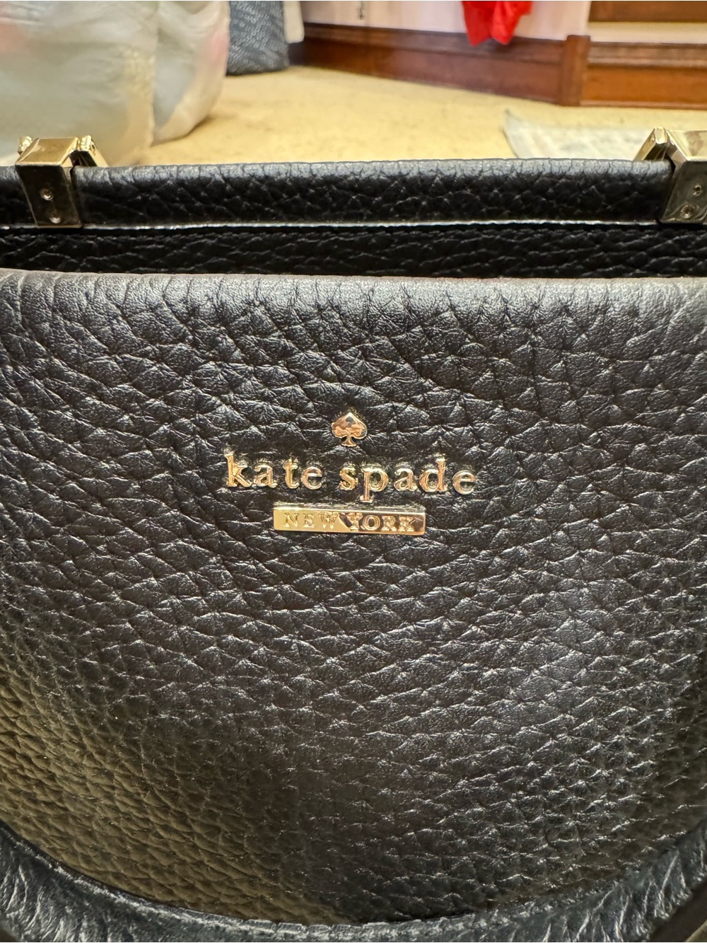 kate spade Black and Cream Pebbled Leather Tote - Picture 5 of 6